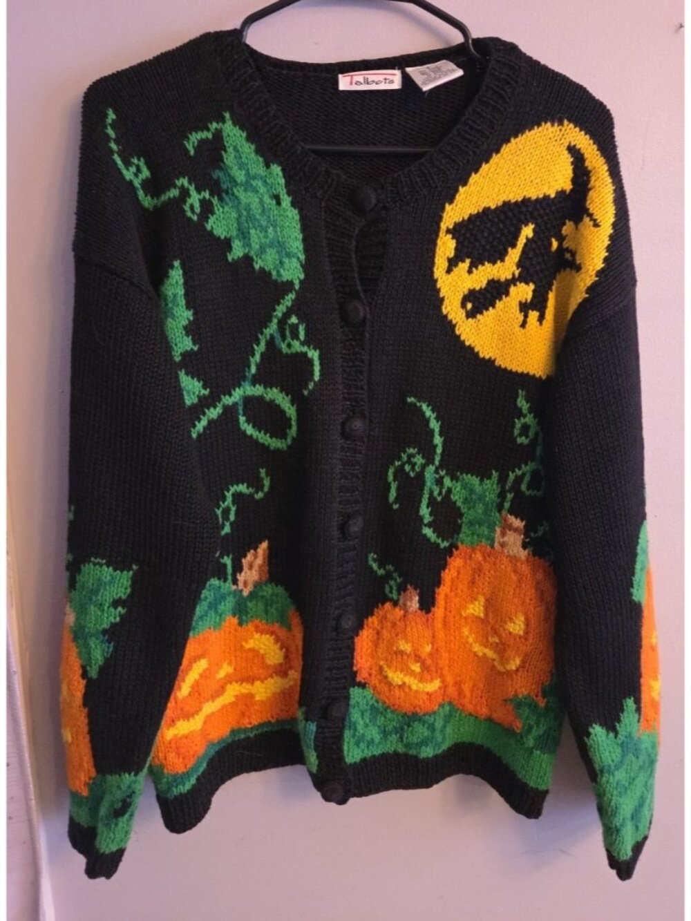 Alexandra Bartlett Talbots Vrg 90s Halloween Cardigan L Knit  Designs Vintage